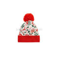 Girl's Boy's Stickad Jacquard Christmas Pompom mössa